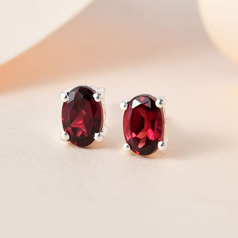 D'Joy Tanzanian Pink Garnet 1.10 ctw Stud Earrings in Platinum Over Sterling Silver