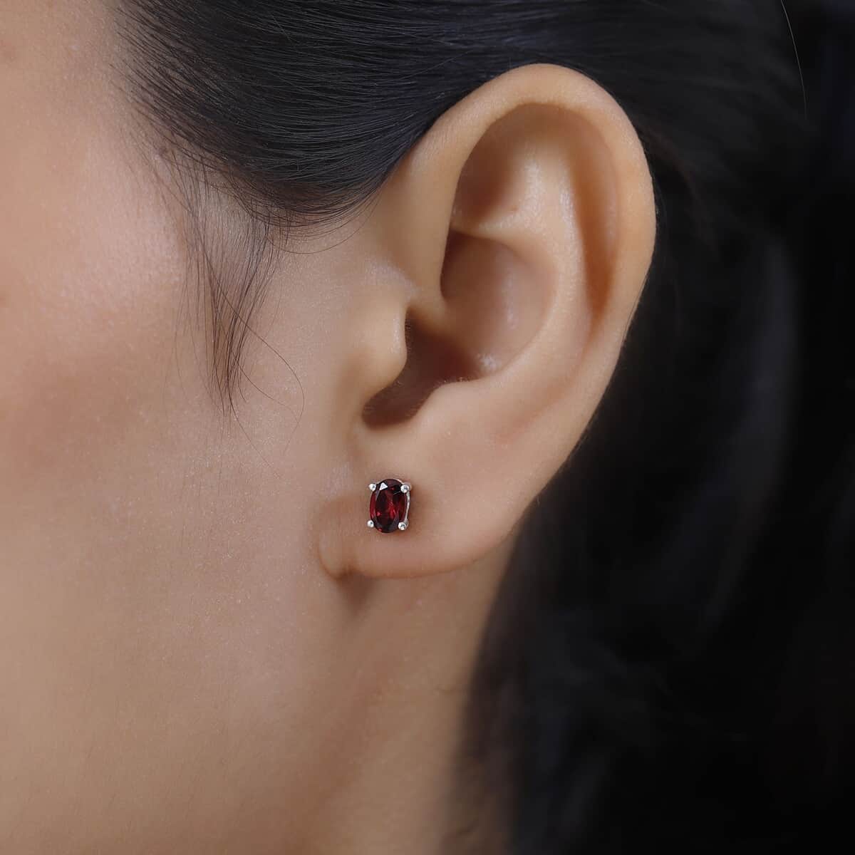 Tanzanian Pink Garnet 1.10 ctw Stud Earrings in Platinum Over Sterling Silver image number 2