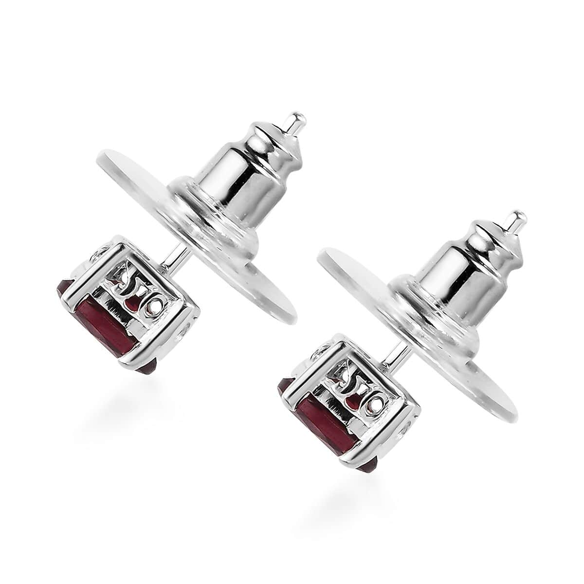 Tanzanian Pink Garnet 1.10 ctw Stud Earrings in Platinum Over Sterling Silver image number 3