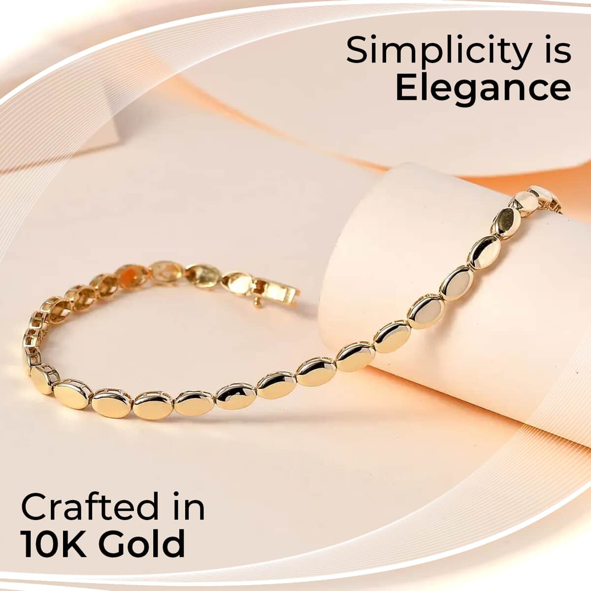 Luxoro 10K Yellow Gold Bracelet,  Oval Link Bracelet, Gold Link Bracelet, Gold Bracelet For Her, Gold Jewelry For Her (7.25 In) 3.8 Grams image number 1