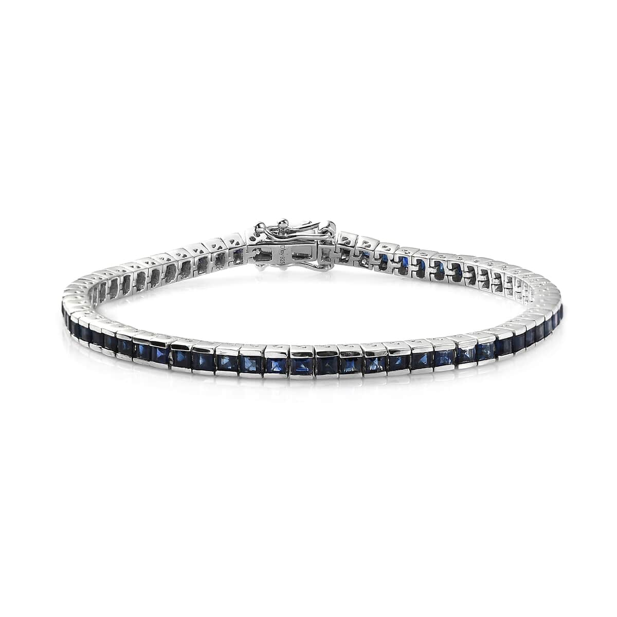 Kanchanaburi Blue Sapphire Tennis Bracelet in Platinum Over Sterling Silver (7.25 In) 7.80 ctw image number 0