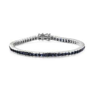 Kanchanaburi Blue Sapphire Tennis Bracelet in Platinum Over Sterling Silver (7.25 In) 7.80 ctw