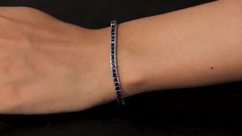 Kanchanaburi Blue Sapphire Tennis Bracelet in Platinum Over Sterling Silver (7.25 In) 7.80 ctw
