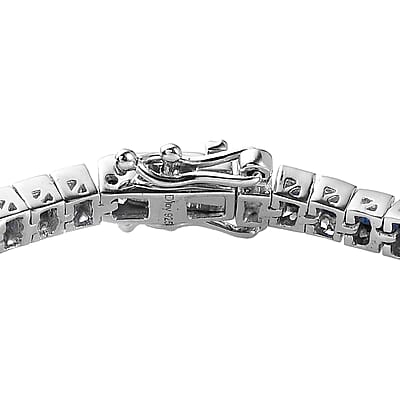 Kanchanaburi Blue Sapphire Tennis Bracelet in Platinum Over Sterling Silver (7.25 In) 7.80 ctw