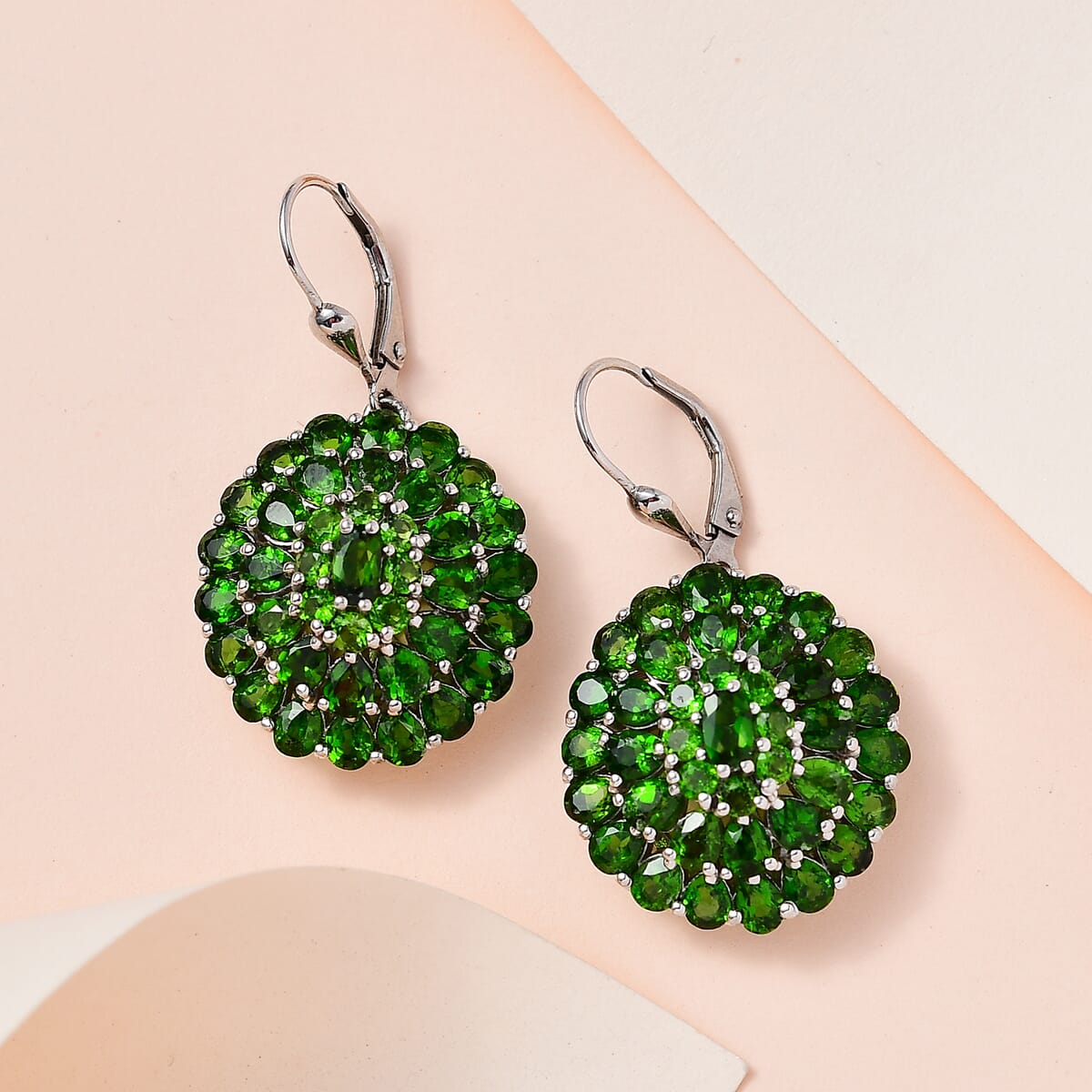 Chrome Diopside Lever Back Earrings in Platinum Over Sterling Silver 11.90 ctw image number 1