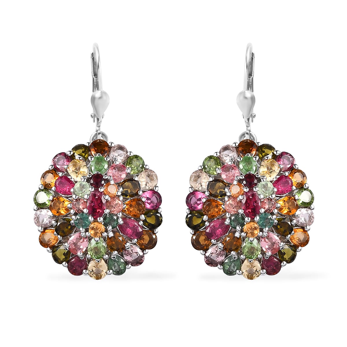 Multi-Tourmaline Earrings in Platinum Over Sterling Silver 10.25 ctw image number 0