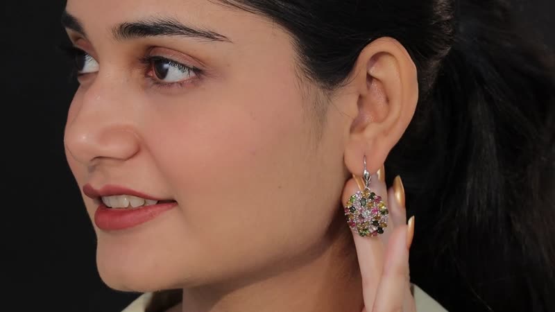 Multi-Tourmaline Earrings in Platinum Over Sterling Silver 10.25 ctw
