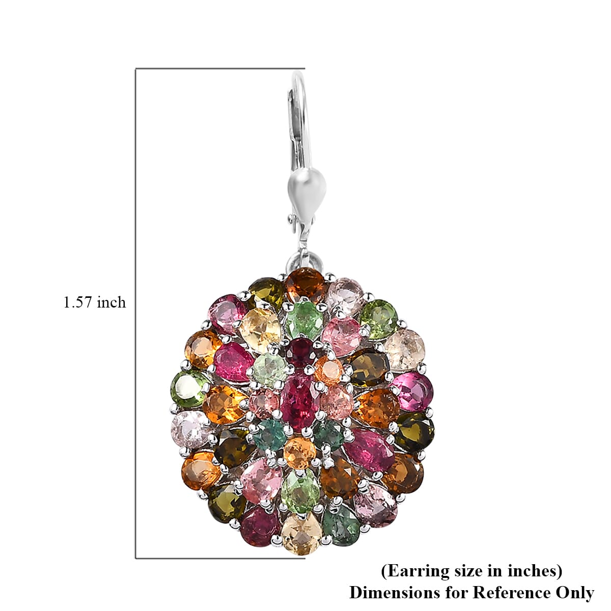 Multi-Tourmaline Earrings in Platinum Over Sterling Silver 10.25 ctw image number 2