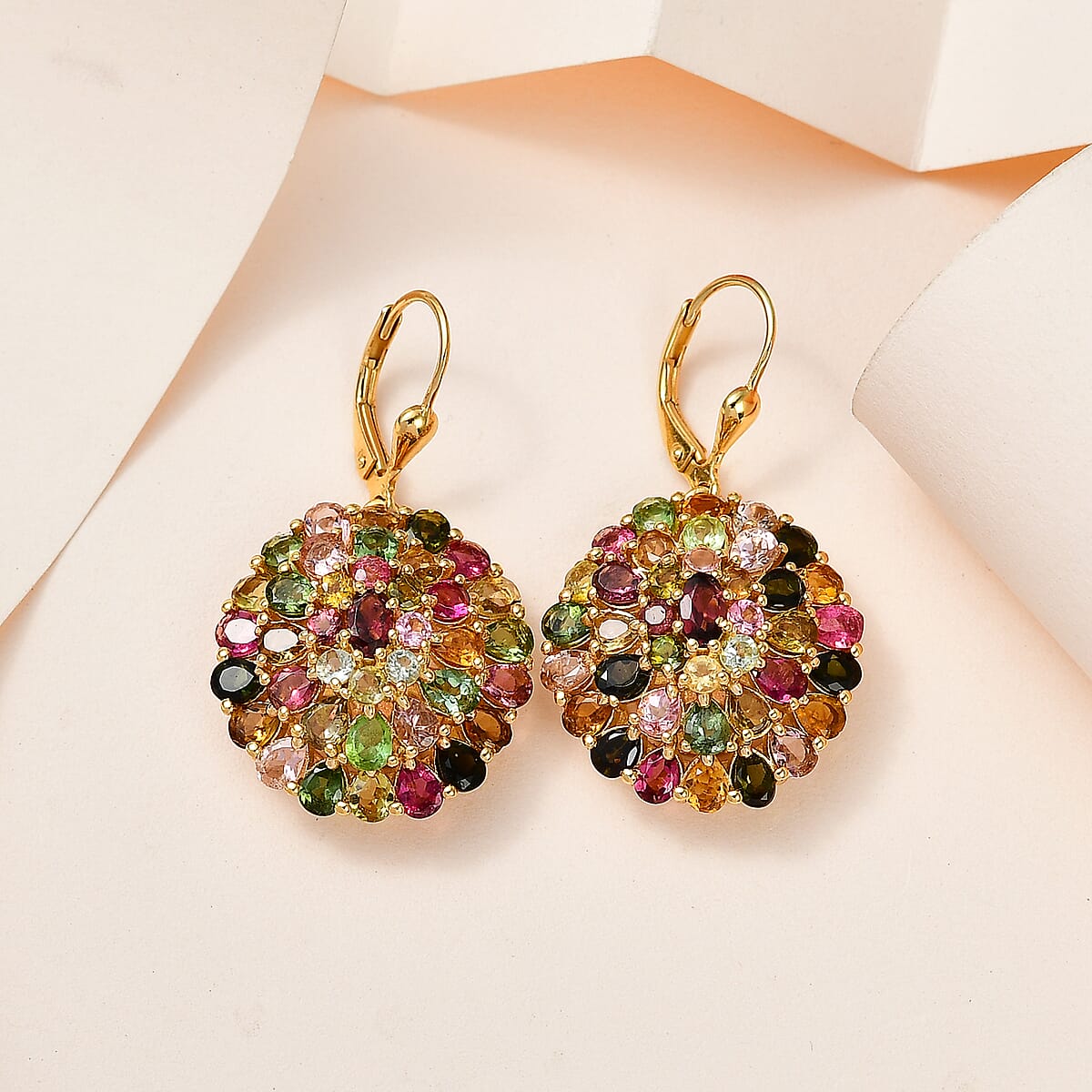 Multi-Tourmaline Earrings in Vermeil Yellow Gold Over Sterling Silver 10.25 ctw image number 1