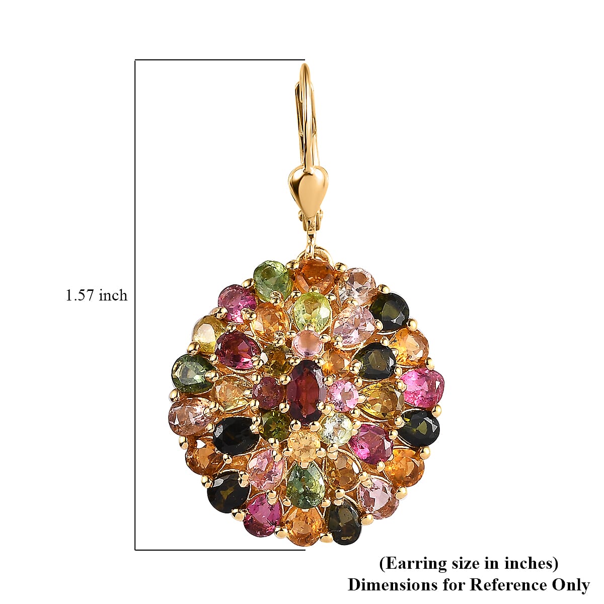 Multi-Tourmaline Earrings in Vermeil Yellow Gold Over Sterling Silver 10.25 ctw image number 4