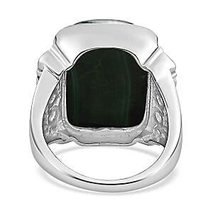 Malachite and White Zircon 19.32 ctw Ring in Stainless Steel (Size 8)