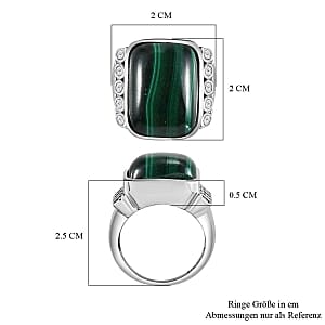 Malachite and White Zircon 19.32 ctw Ring in Stainless Steel (Size 8)