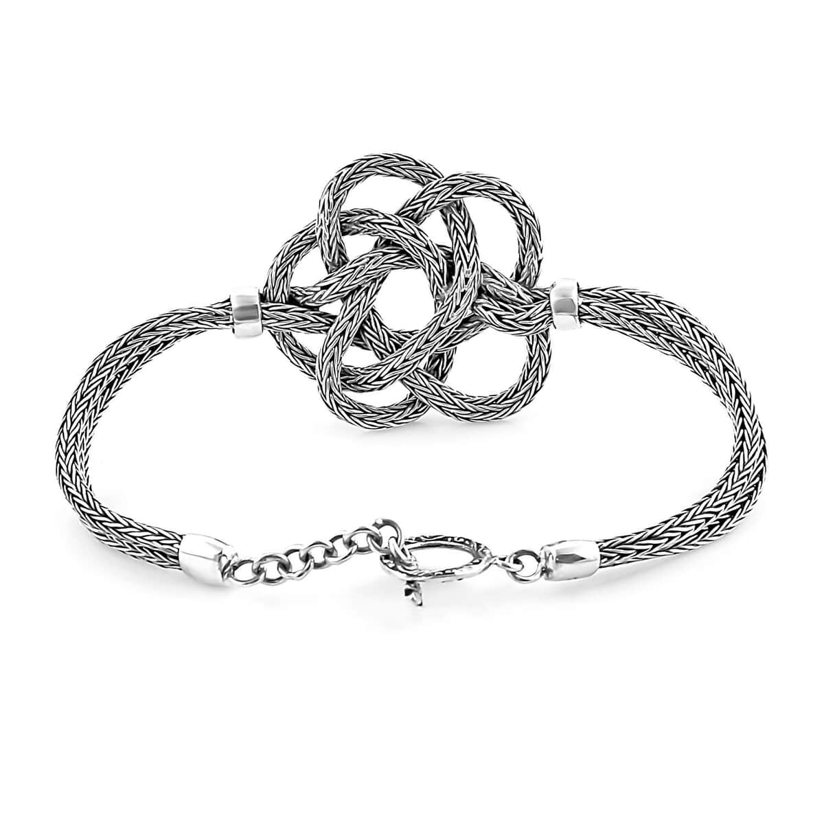 Bali Legacy Sterling Silver Tulang Naga Knot Bracelet (7.25 In) 17.65 Grams image number 3
