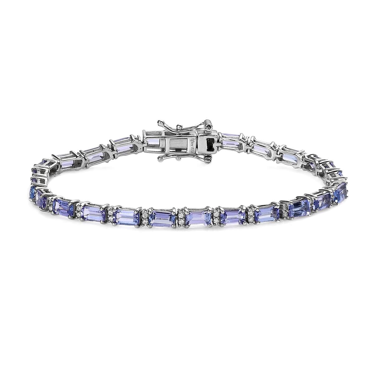 Tanzanite and Moissanite Tennis Bracelet in Platinum Over Sterling Silver (6.50 In) 7.30 ctw image number 0