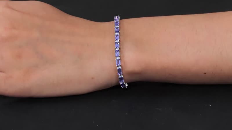 Tanzanite and Moissanite Tennis Bracelet in Platinum Over Sterling Silver (6.50 In) 7.30 ctw