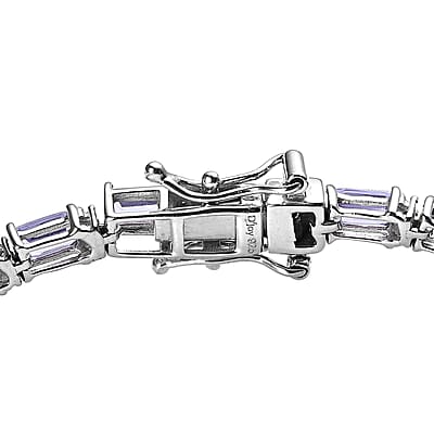 Tanzanite and Moissanite Tennis Bracelet in Platinum Over Sterling Silver (6.50 In) 7.30 ctw