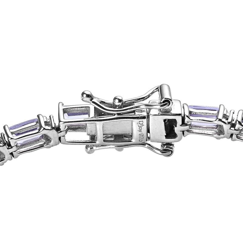 Tanzanite and Moissanite Tennis Bracelet in Platinum Over Sterling Silver (6.50 In) 7.30 ctw