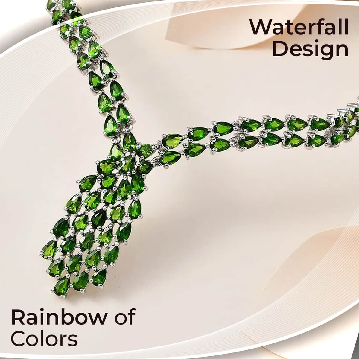 Chrome Diopside 22.90 ctw Necklace in Platinum Over Sterling Silver  18 Inches image number 1