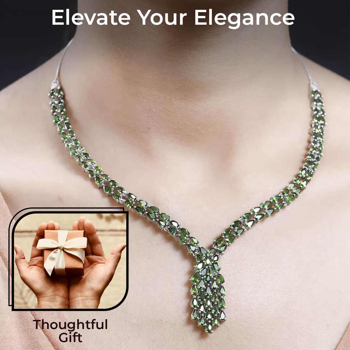 Chrome Diopside 22.90 ctw Necklace in Platinum Over Sterling Silver  18 Inches image number 2