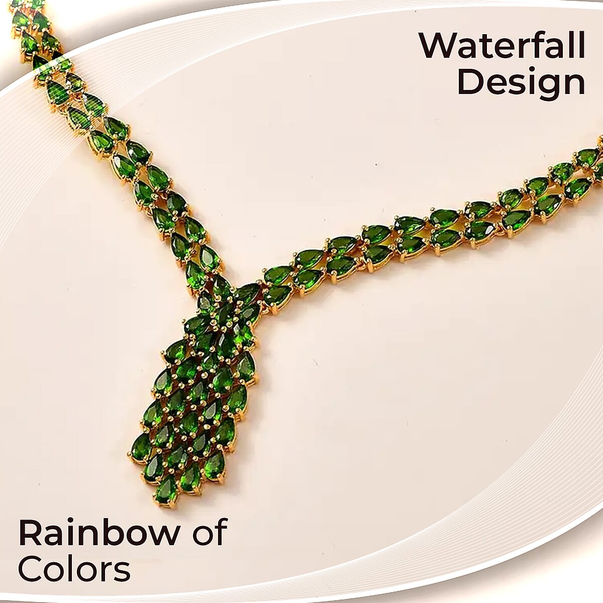 Chrome Diopside Necklace 18 Inches in Vermeil Yellow Gold Over Sterling Silver 22.90 ctw image number 1