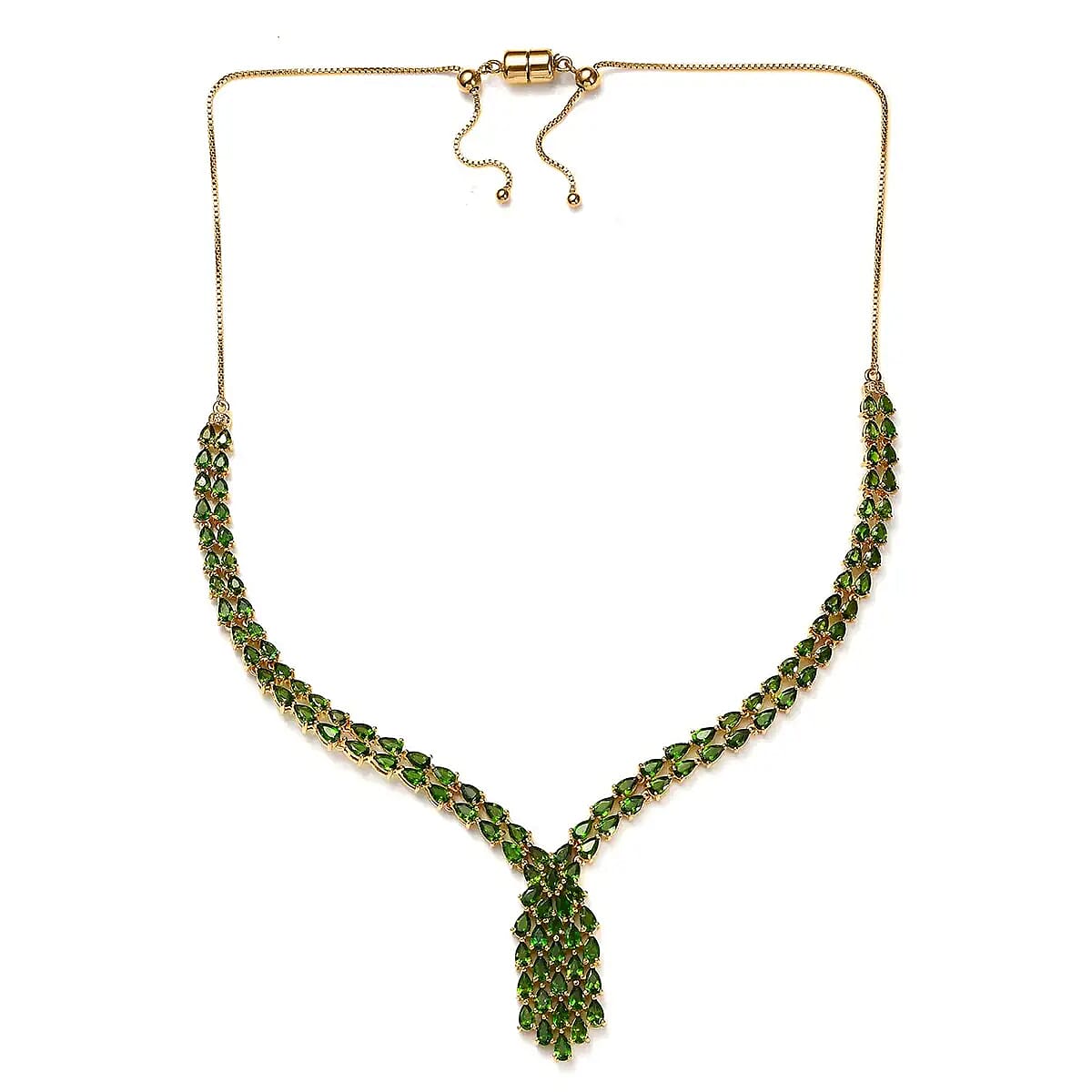 Chrome Diopside Necklace 18 Inches in Vermeil Yellow Gold Over Sterling Silver 22.90 ctw image number 3