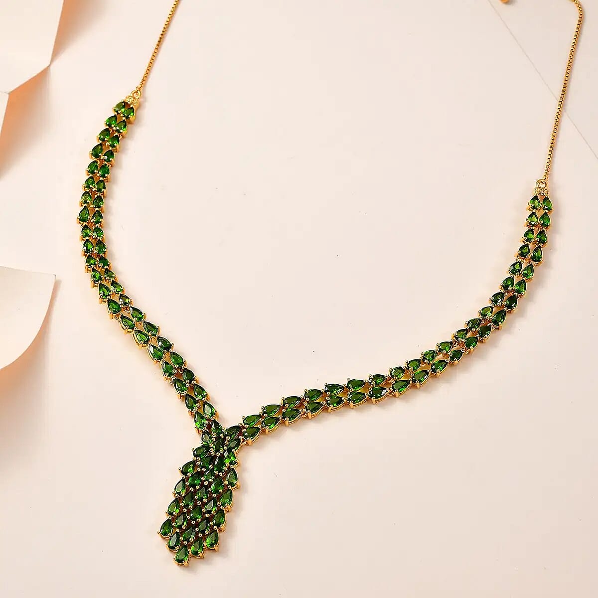 Chrome Diopside Necklace 18 Inches in Vermeil Yellow Gold Over Sterling Silver 22.90 ctw image number 5
