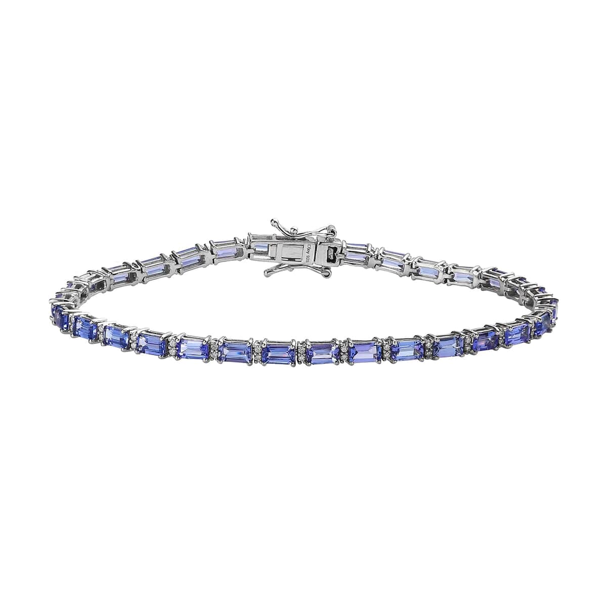 Tanzanite and Moissanite Tennis Bracelet in Platinum Over Sterling Silver (8.00 In) 9.10 ctw image number 0