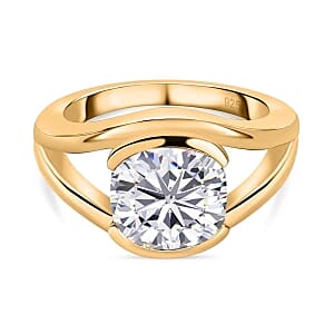 Moissanite 3.41 ctw Ring in 14K YG Over Sterling Silver (Size 10)