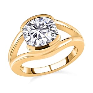 Moissanite 3.41 ctw Ring in 14K YG Over Sterling Silver (Size 10)