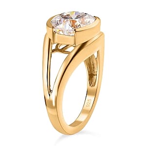 Moissanite 3.41 ctw Ring in 14K YG Over Sterling Silver (Size 10)