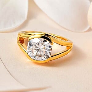 Moissanite 3.41 ctw Ring in 14K YG Over Sterling Silver (Size 10)