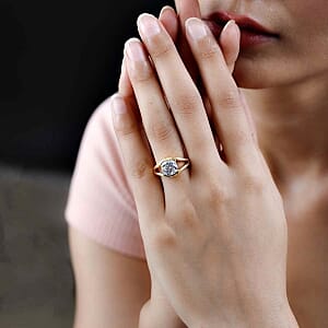 Moissanite 3.41 ctw Ring in 14K YG Over Sterling Silver (Size 10)