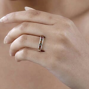Multi-Tourmaline 0.84 ctw Band Ring in Sterling Silver (Size 11.5)