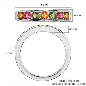 Multi-Tourmaline 0.84 ctw Band Ring in Sterling Silver (Size 11.5)
