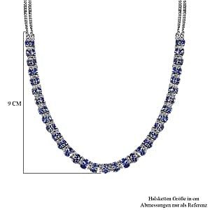 Tanzanite and White Zircon 12.75 ctw Cluster Necklace in Platinum Over Sterling Silver 18 Inches (19.99 g)