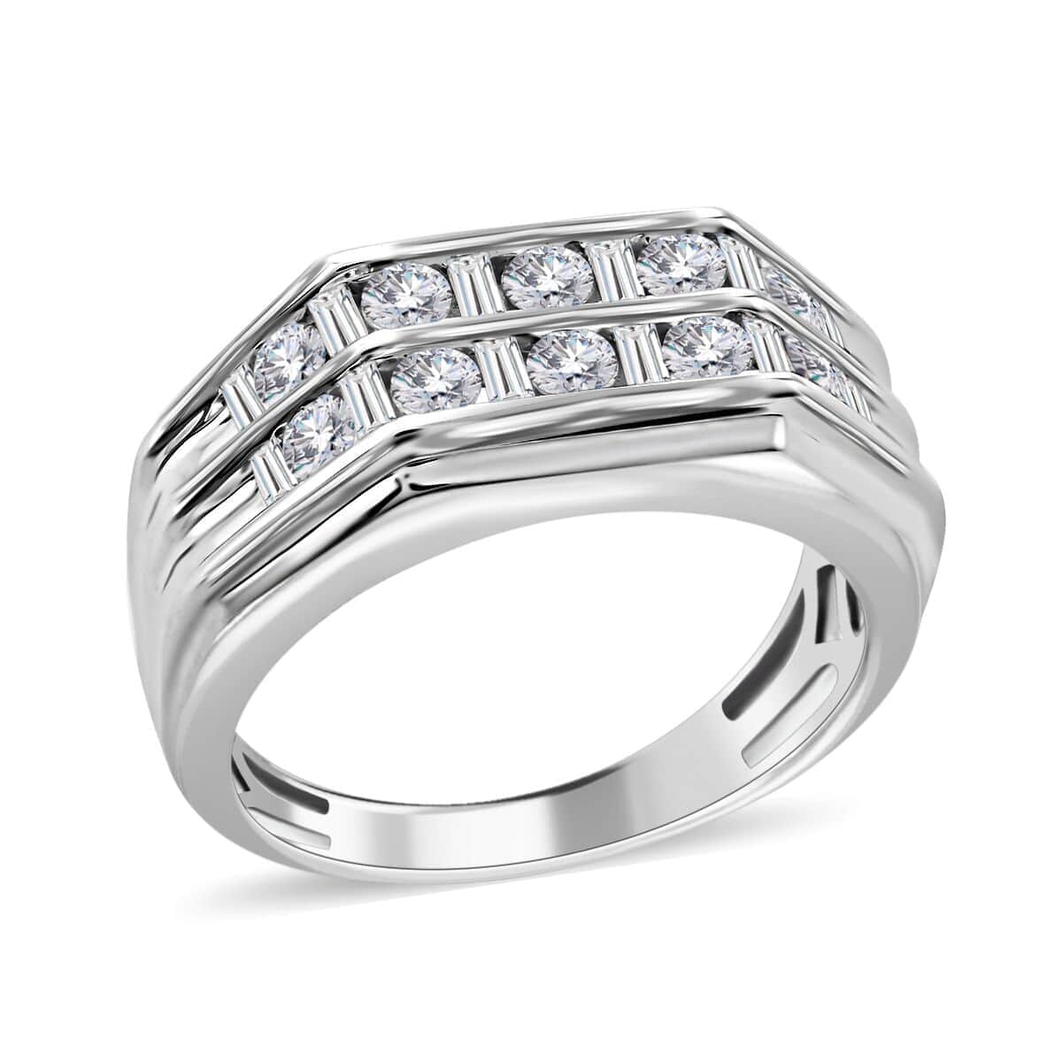 NY Closeout 10K White Gold J-K SI2- SI3 Diamond Band Ring 7.75 Grams 1.00 ctw image number 0