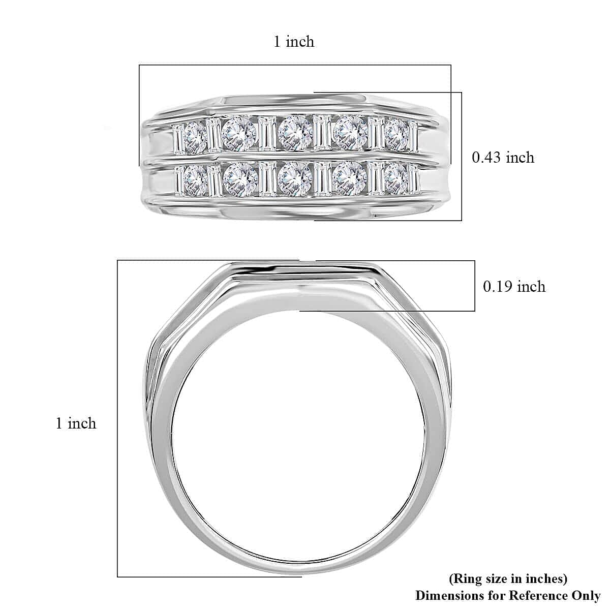NY Closeout 10K White Gold J-K SI2- SI3 Diamond Band Ring (Size 10.0) 7.75 Grams 1.00 ctw