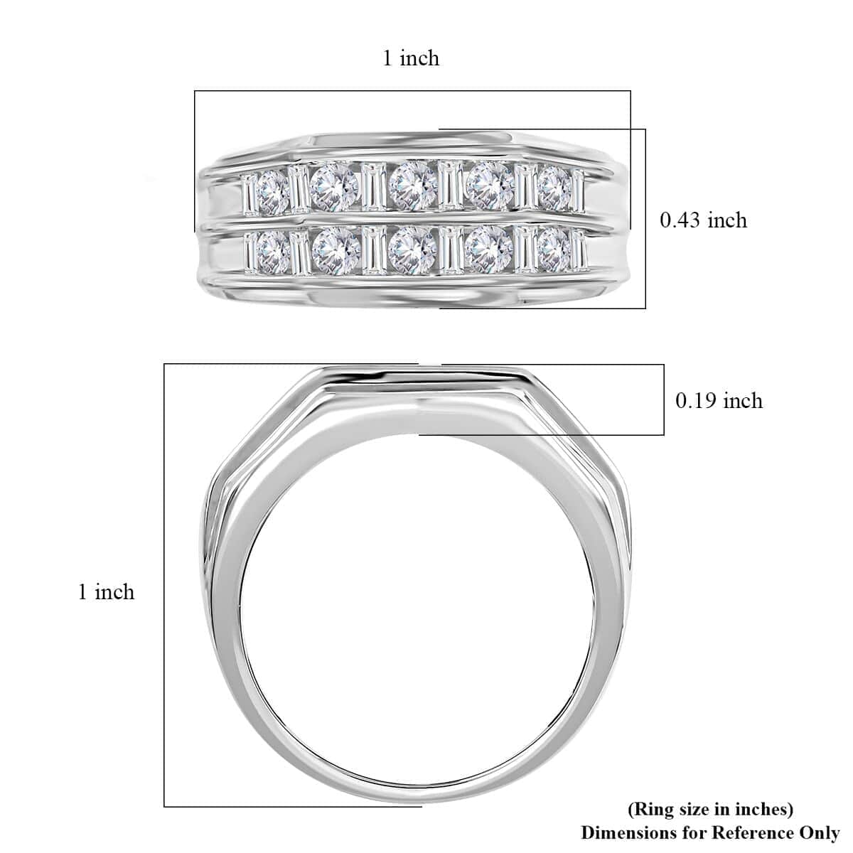 NY Closeout 10K White Gold J-K SI2- SI3 Diamond Band Ring (Size 10.0) 7.75 Grams 1.00 ctw image number 5