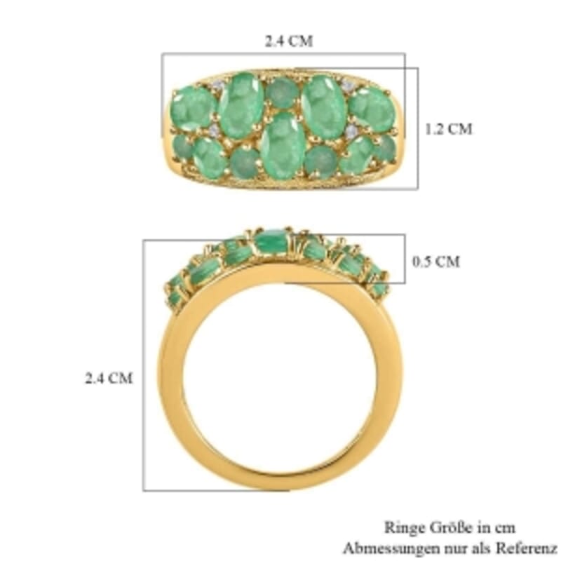 Kagem Kagem Zambian Emerald abd White Zircon 2.76 ctw Cluster Ring in 14K YG Over Sterling Silver (Size 10)
