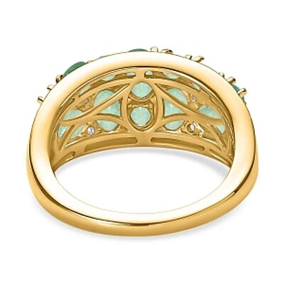 Kagem Zambian Emerald and White Zircon 2.78 ctw Cluster Ring in 14K Yellow Gold Over Sterling Silver (Size 11.5)