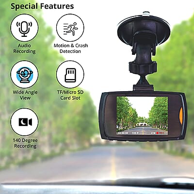 Closeout Lifeware Black HD Ultra-Slim Car Dashboard Camera, Dash Cam For Car, Live Stream Dash Cam, HD 1080p Dash Cam(2.4 TFT LED Screen)