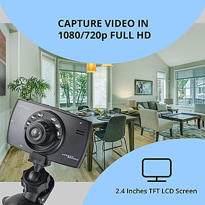 Closeout Lifeware Black HD Ultra-Slim Car Dashboard Camera, Dash Cam For Car, Live Stream Dash Cam, HD 1080p Dash Cam(2.4 TFT LED Screen)