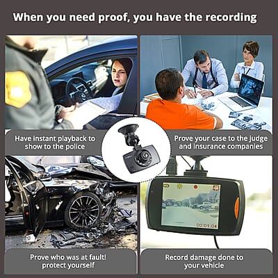 Closeout Lifeware Black HD Ultra-Slim Car Dashboard Camera, Dash Cam For Car, Live Stream Dash Cam, HD 1080p Dash Cam(2.4 TFT LED Screen)