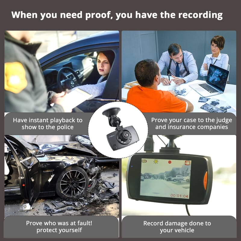 Closeout Lifeware Black HD Ultra-Slim Car Dashboard Camera, Dash Cam For Car, Live Stream Dash Cam, HD 1080p Dash Cam(2.4 TFT LED Screen)