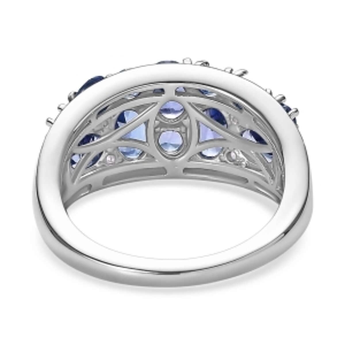 Tanzanite and White Zircon 2.61 ctw Cluster Ring in Platinum Over Sterling Silver (Size 10) image number 5