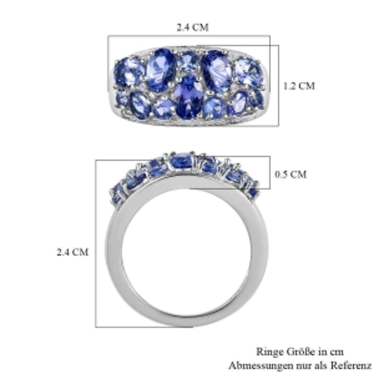 Tanzanite and White Zircon 2.61 ctw Cluster Ring in Platinum Over Sterling Silver (Size 10) image number 6