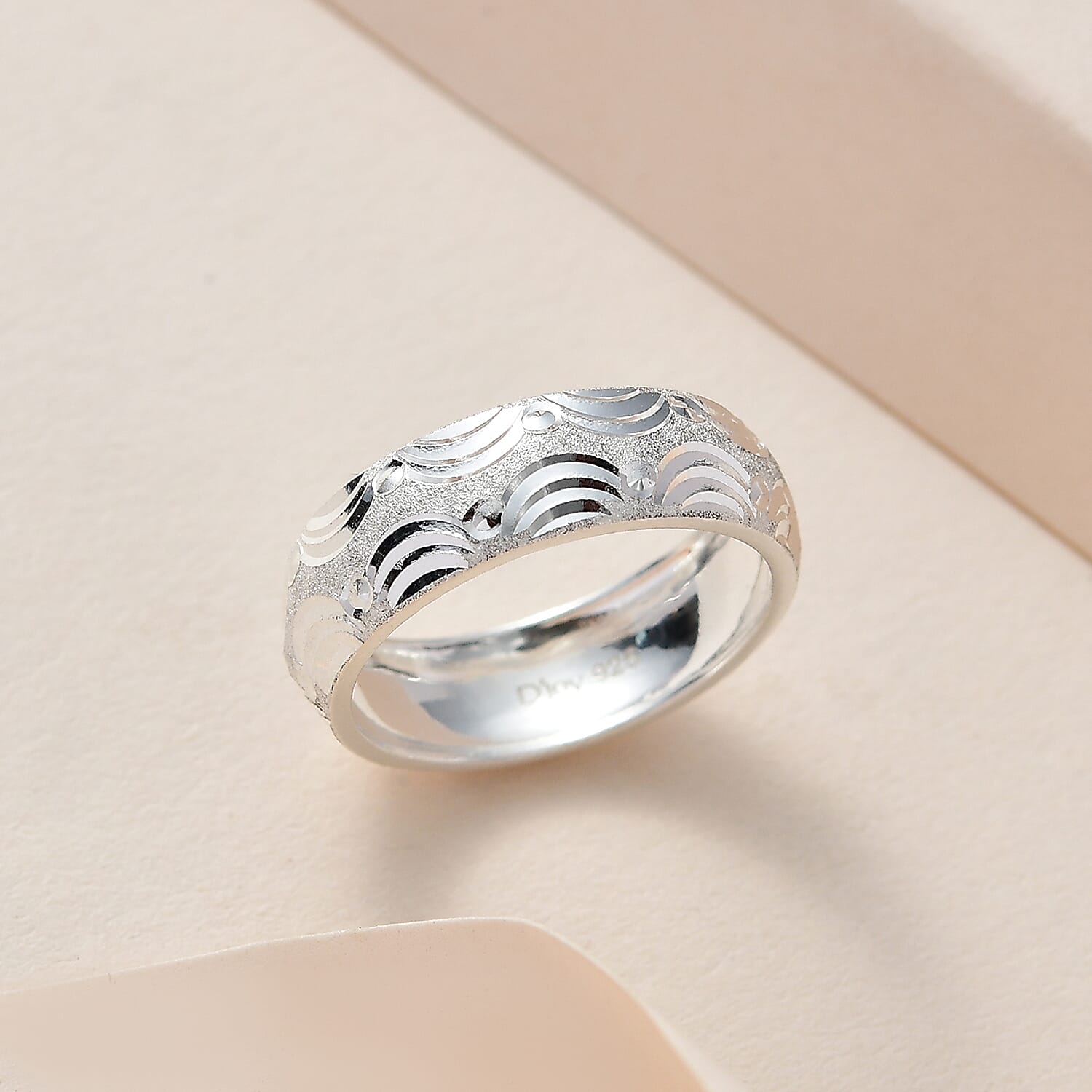 Sterling Silver Diamond-Cut Band Ring (Size 10.0) 3.35 Grams