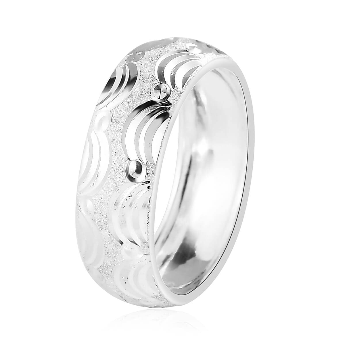 Sterling Silver Diamond-Cut Band Ring (Size 10.0) 3.35 Grams image number 3