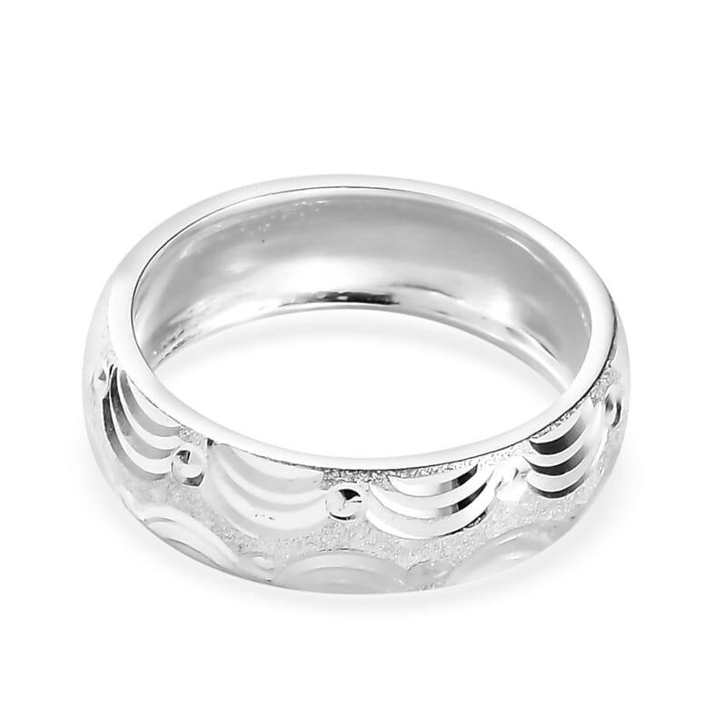 Sterling Silver Diamond-Cut Band Ring (Size 10.0) 3.35 Grams