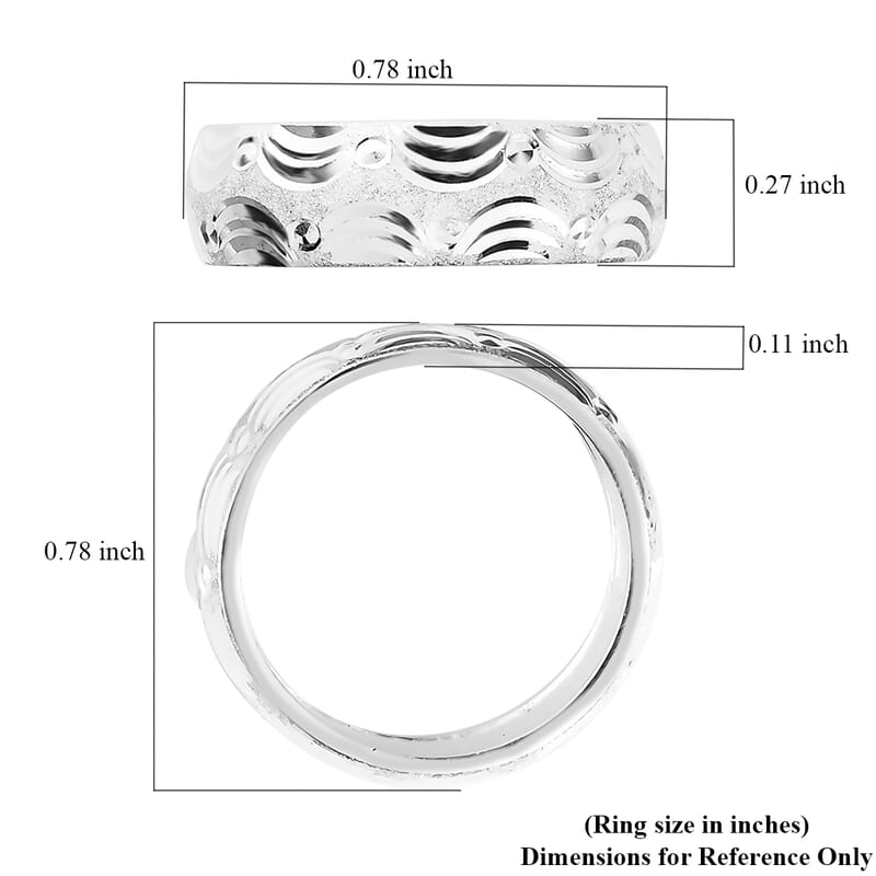 Sterling Silver Diamond-Cut Band Ring (Size 10.0) 3.35 Grams